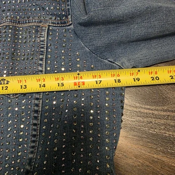 PLATINUM CHICOS Womens light washDenim Jacket Rhinestones Size 1 (8)/(M) - Picture 3 of 11